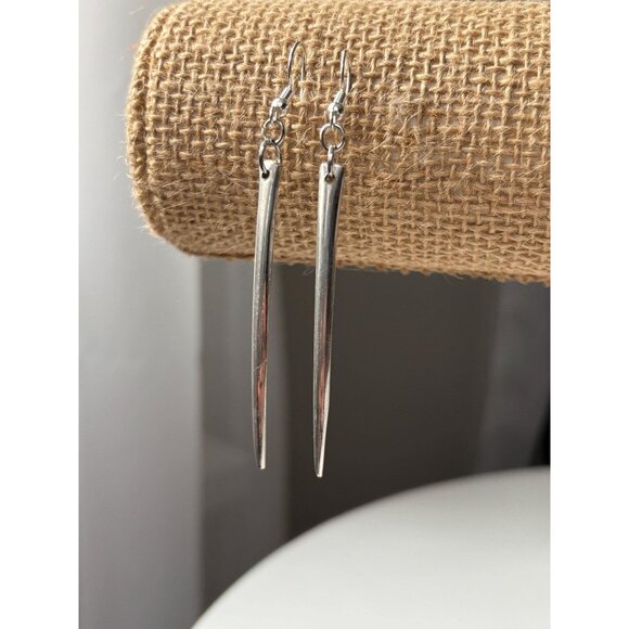 Handmade Fork Tine Earrings: Antique Silverware Jewelry - Picture 1 of 6